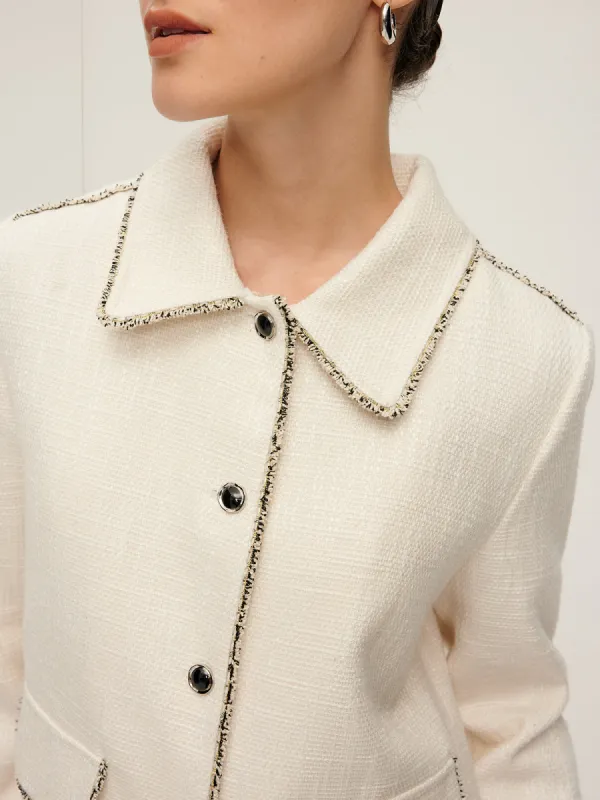 Tweed Contrast Trim Polo Blazer sold by COMMENSE