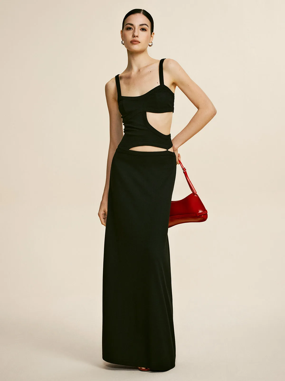 Cutout Plain Cami Long Dress sold by COMMENSE