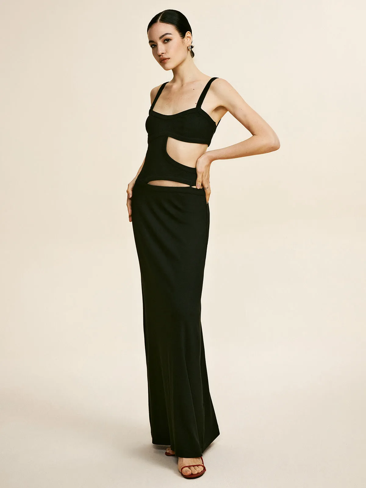 Cutout Plain Cami Long Dress sold by COMMENSE product image thumbnail 3