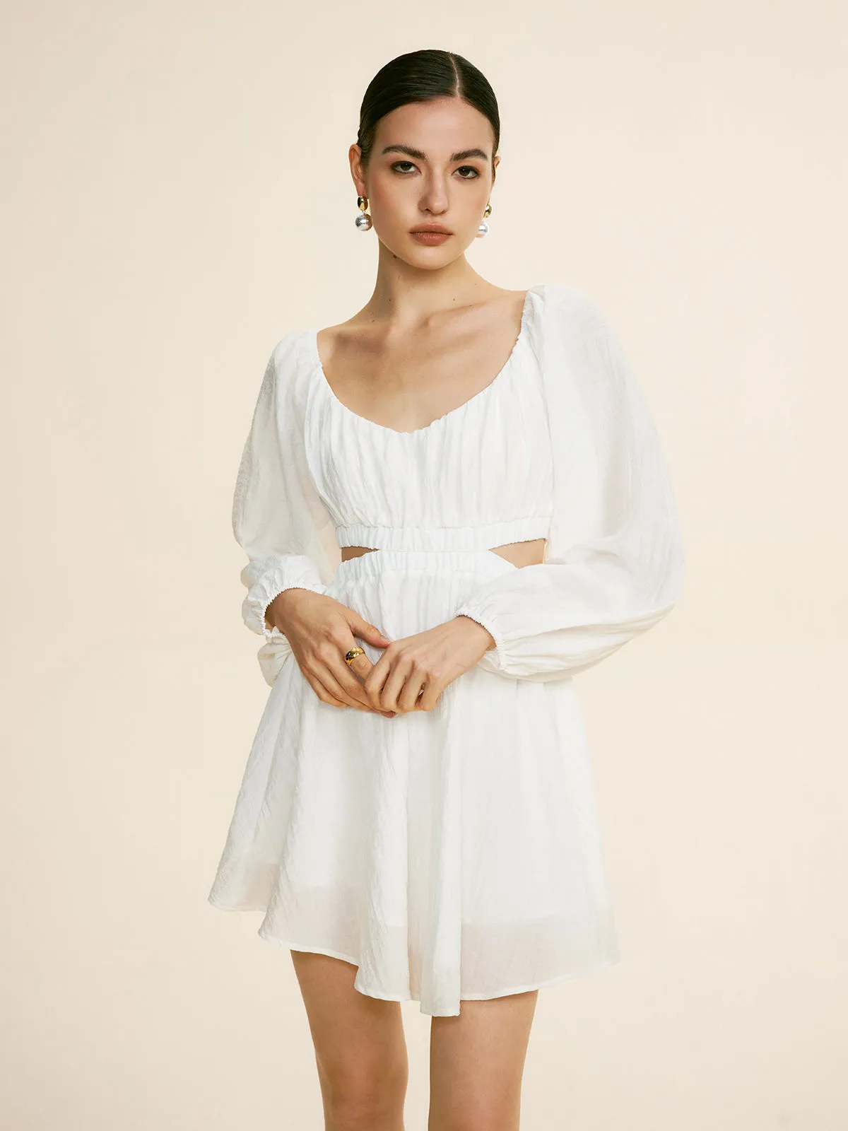 Shirred Cutout Cozy Short Dress sold by COMMENSE product image thumbnail 5