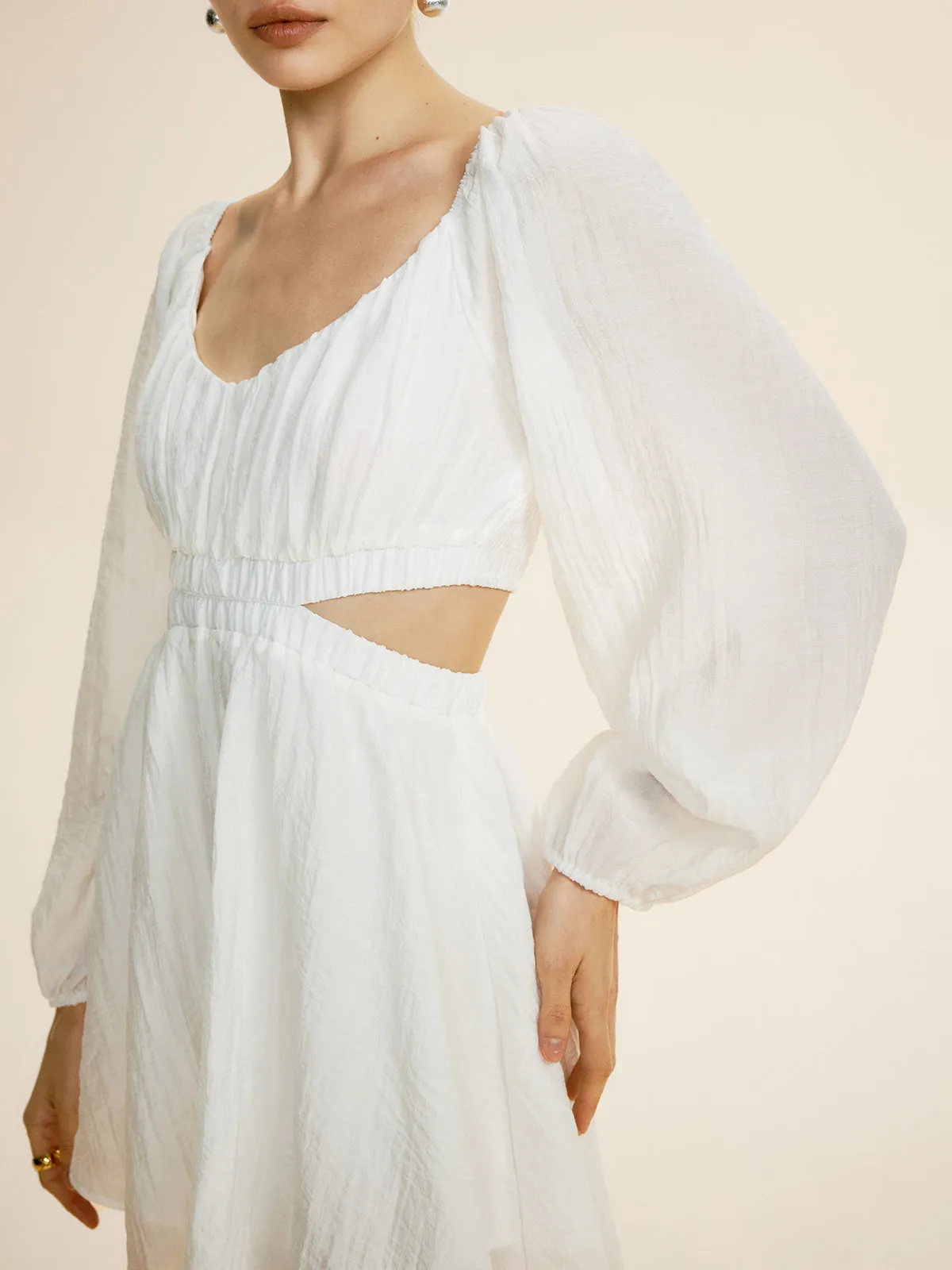 Shirred Cutout Cozy Short Dress sold by COMMENSE product image thumbnail 3