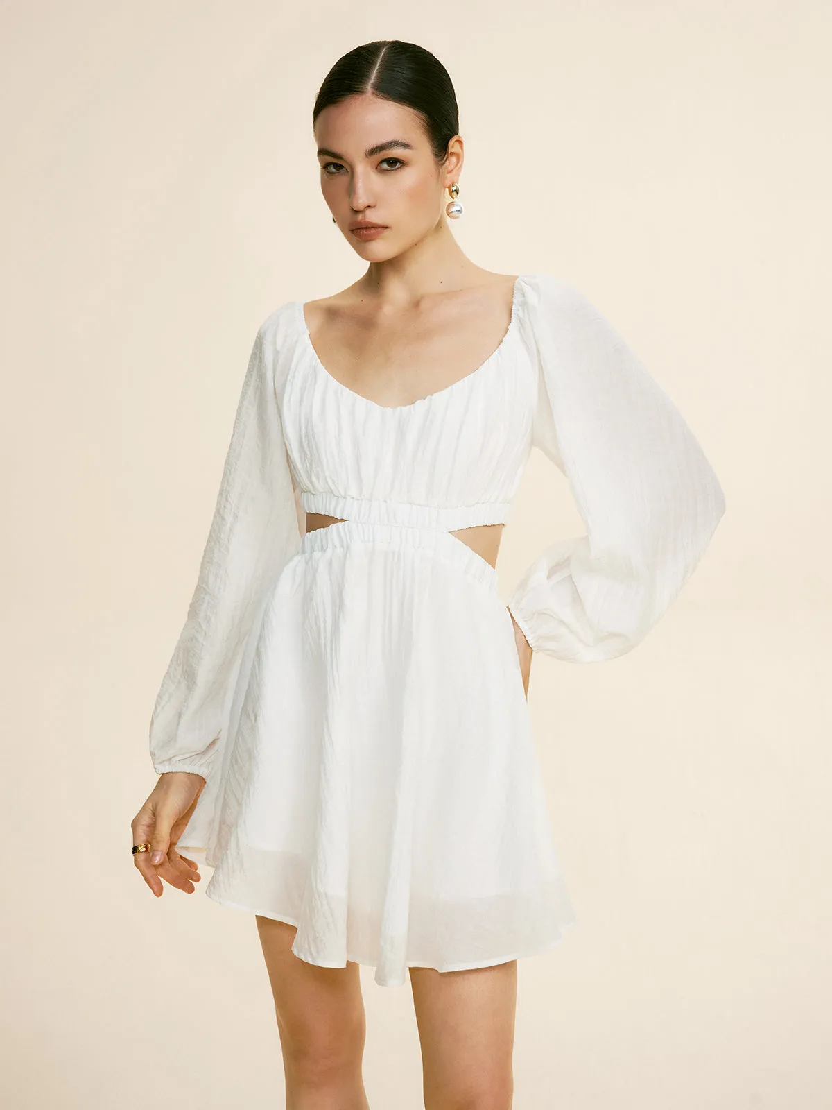 Shirred Cutout Cozy Short Dress sold by COMMENSE product image thumbnail 4