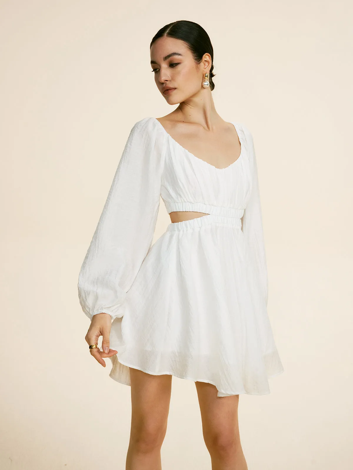 Shirred Cutout Cozy Short Dress sold by COMMENSE