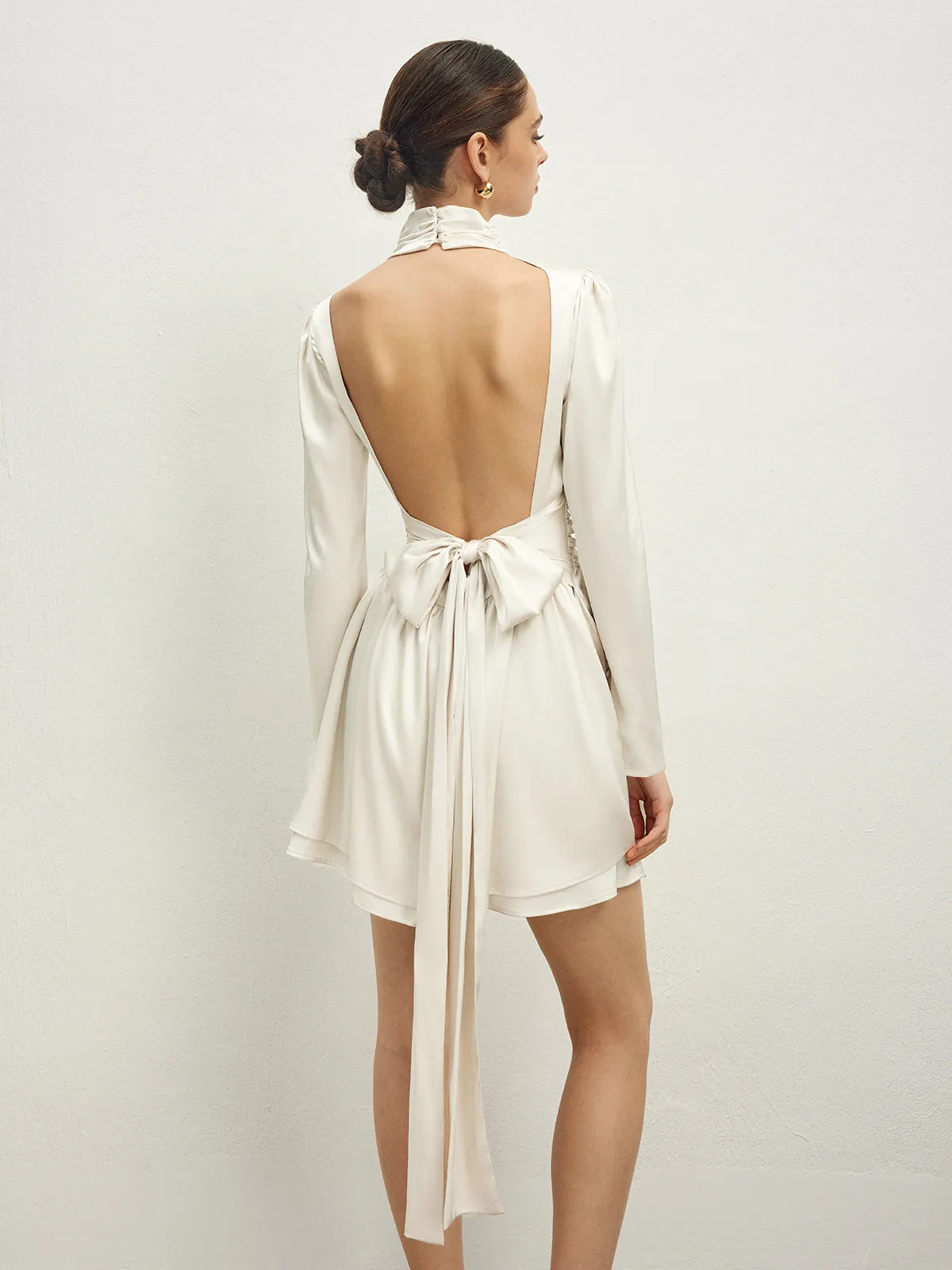 Bow Knotted Backless Cutout Dress sold by COMMENSE