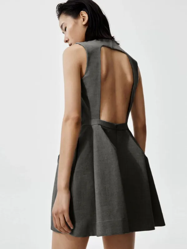 Cutout Backless Panel Dress Without Belt sold by COMMENSE