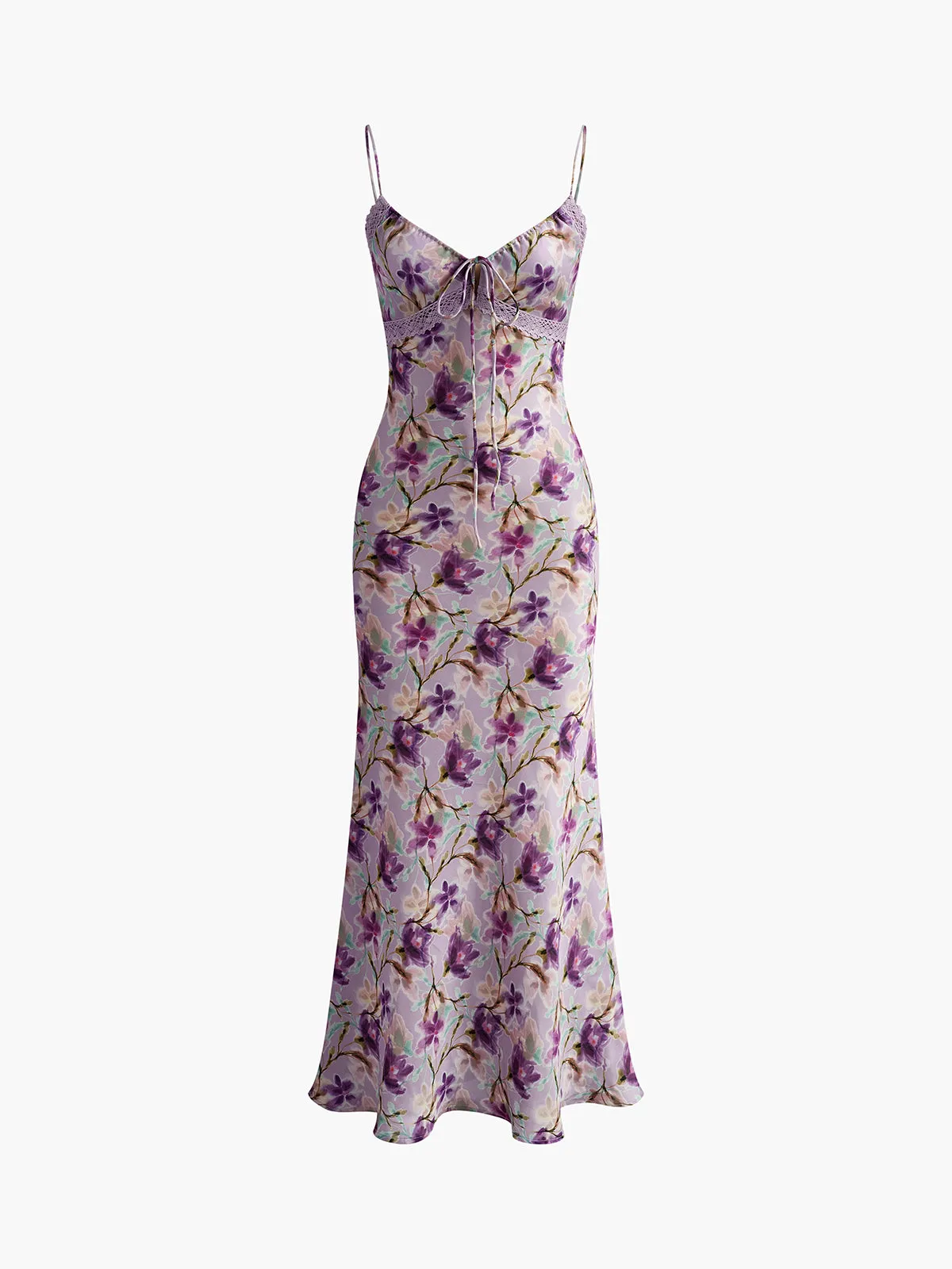 Floral Printed Tie Front Cami Dress sold by COMMENSE