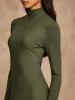 Ribbed Stand Collar Long Sleeve Short Dress sold by COMMENSE