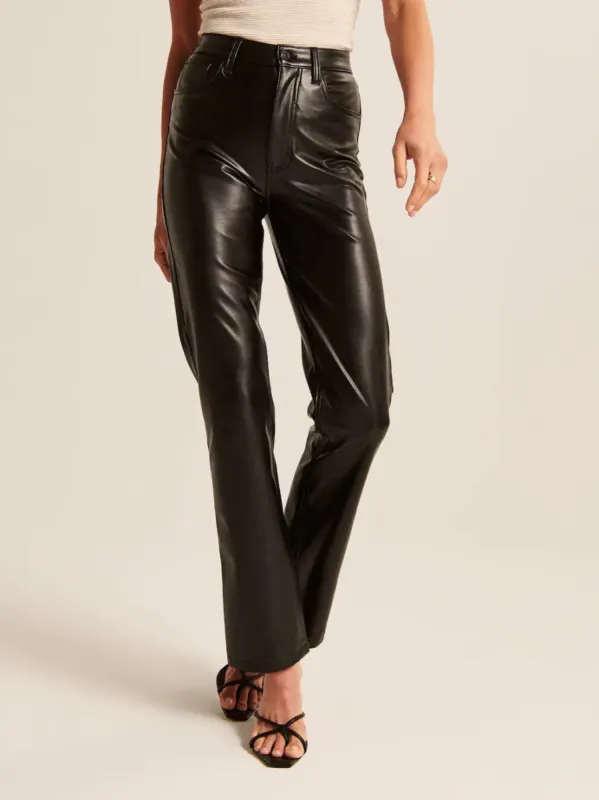 Straight Leg Faux Leather Pants sold by COMMENSE