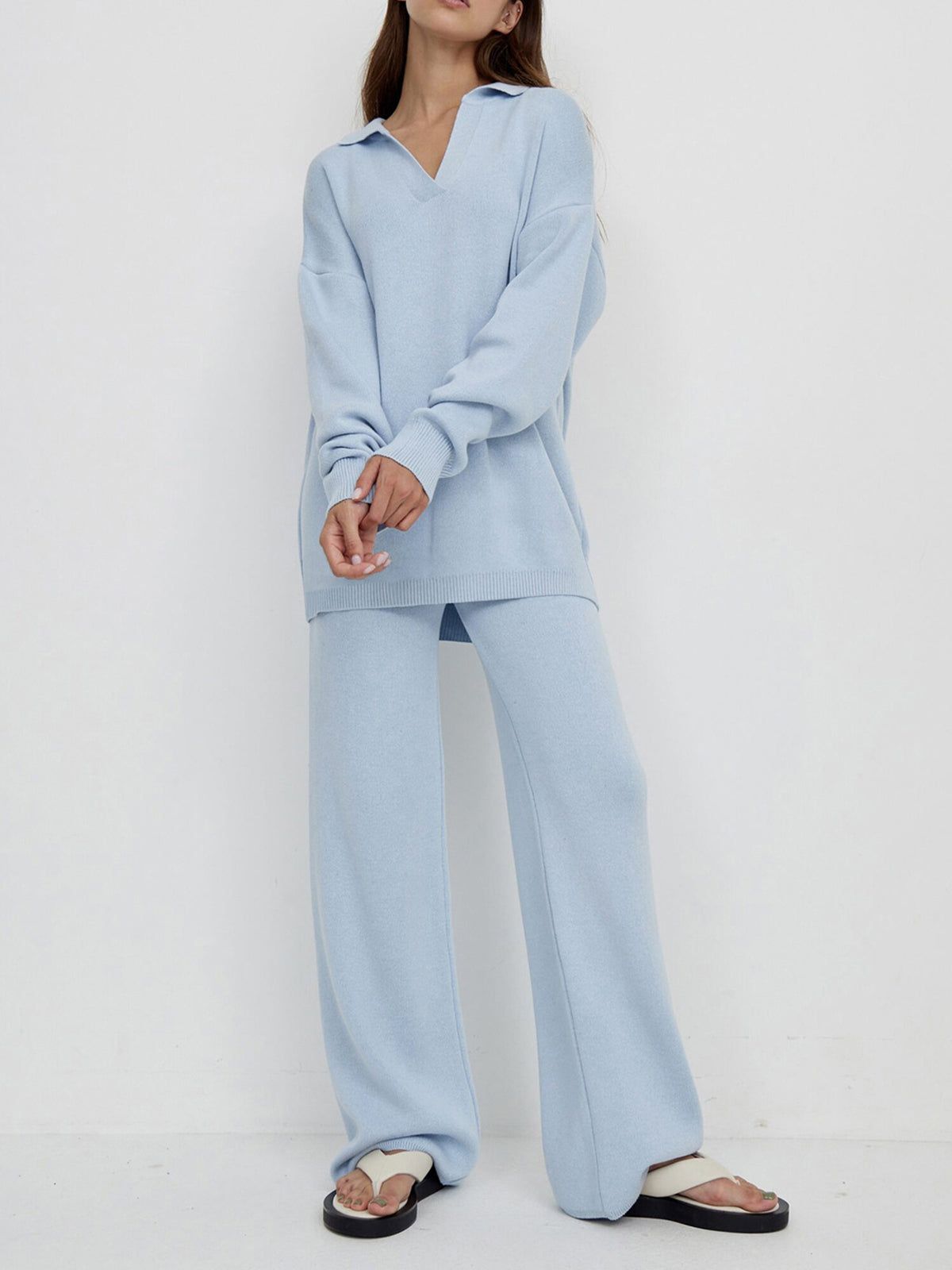 Cloudless Sky Two Piece Knit Pants Set sold by COMMENSE product image thumbnail 2