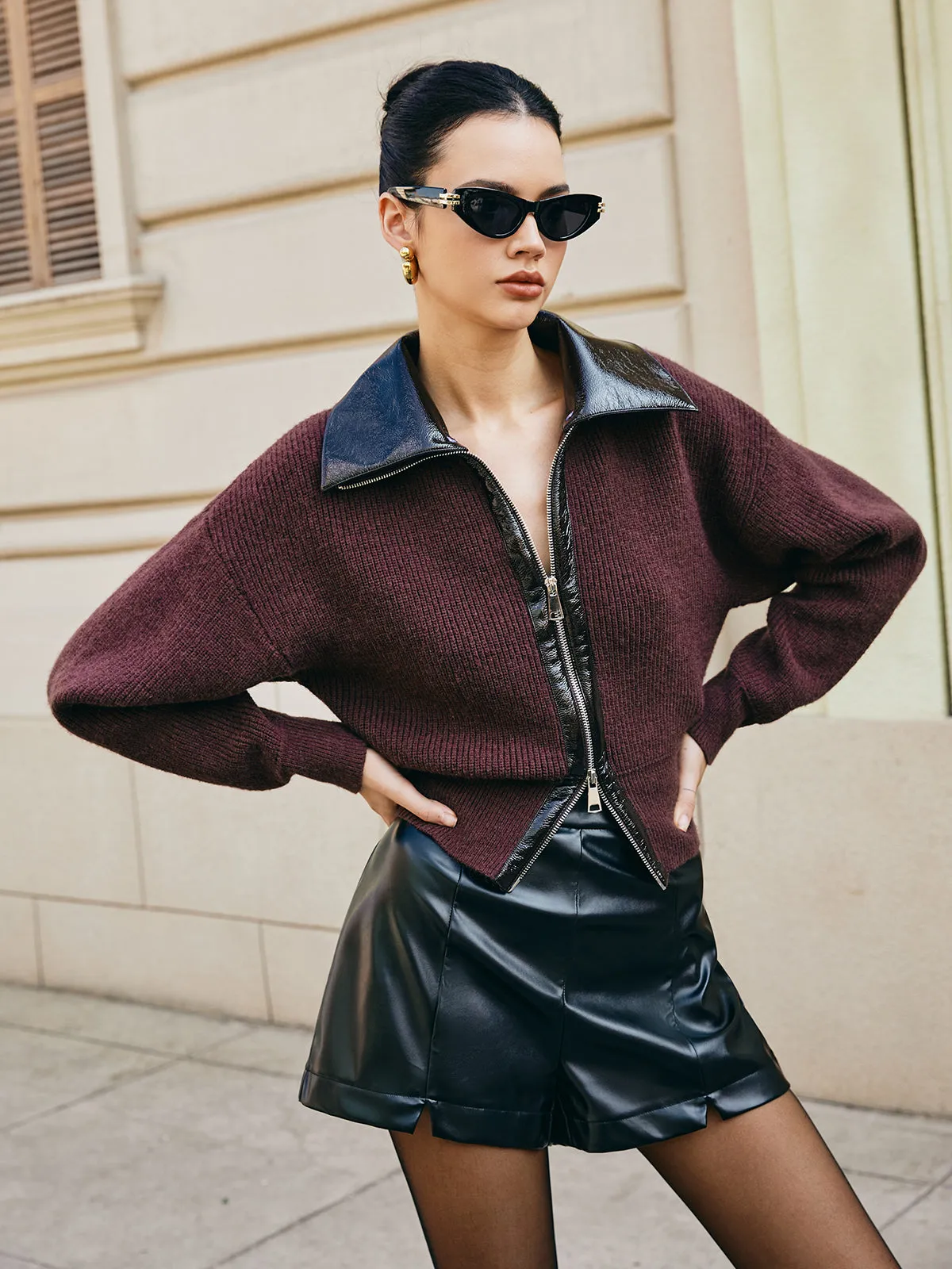 Color Block Zipper Knit Top sold by COMMENSE product image thumbnail 4