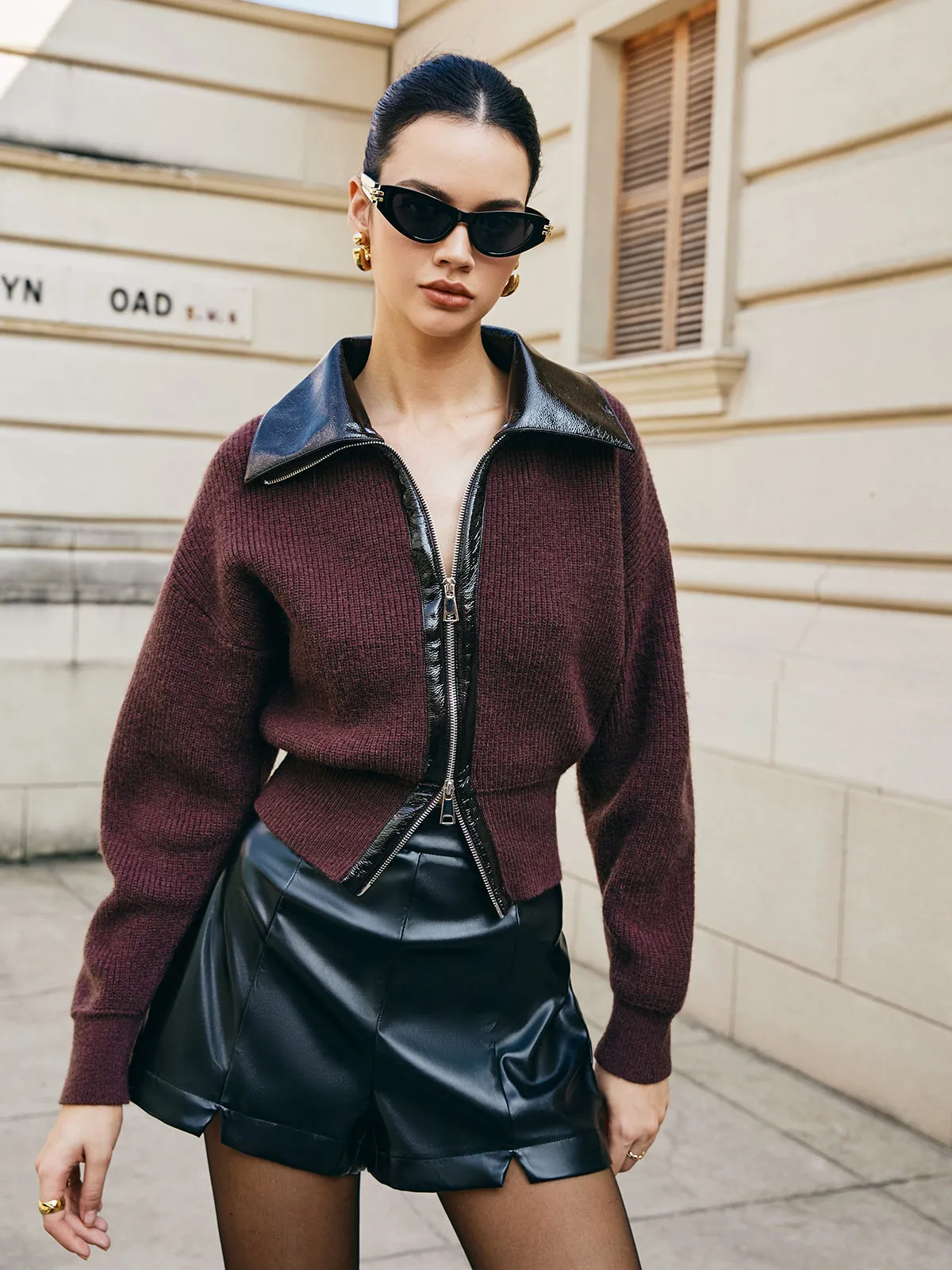 Color Block Zipper Knit Top sold by COMMENSE product image thumbnail 2