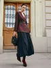 Bud Waist Pleated Satin Skirt sold by COMMENSE