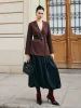 Bud Waist Pleated Satin Skirt sold by COMMENSE