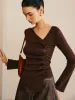 Asymmetrical Pleated Slim Sweater sold by COMMENSE