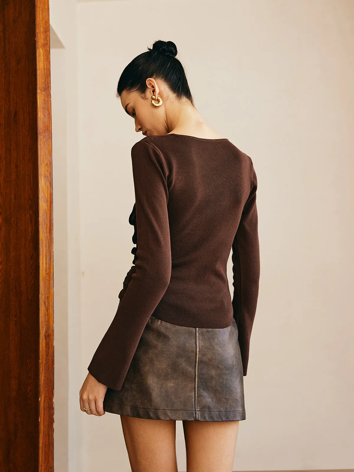 Asymmetrical Pleated Slim Sweater sold by COMMENSE product image thumbnail 5