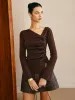 Asymmetrical Pleated Slim Sweater sold by COMMENSE