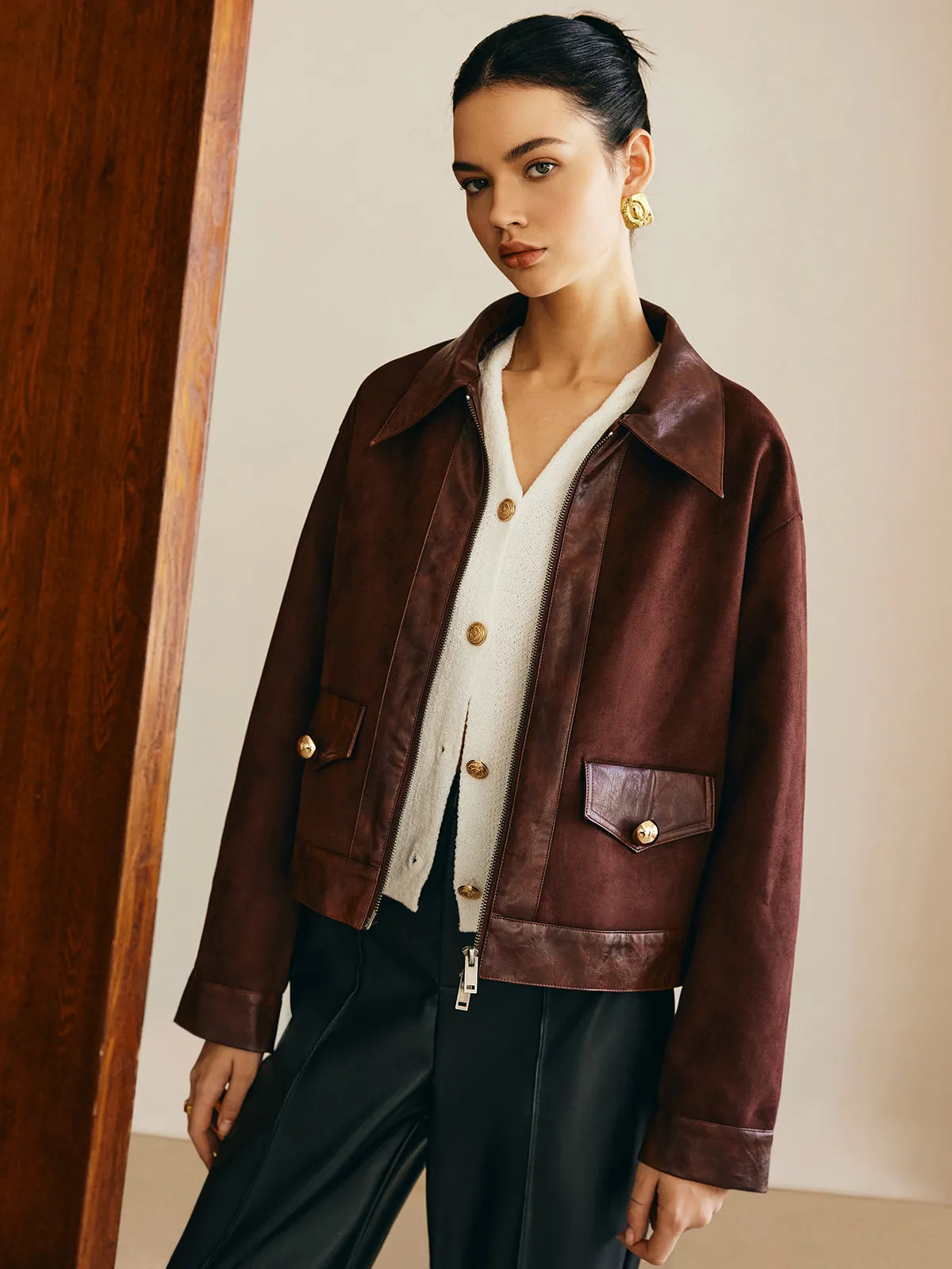 Two-Way Zipper Suede Jacket sold by COMMENSE product image thumbnail 4