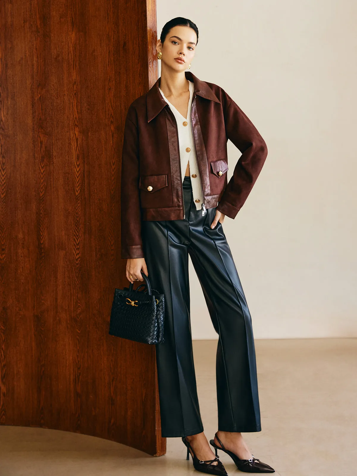 Two-Way Zipper Suede Jacket sold by COMMENSE product image thumbnail 2