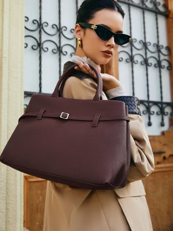 Genuine Leather Belt Top Handle Bag sold by COMMENSE