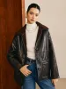 Double-Sided Faux Leather Fleece Jacket sold by COMMENSE