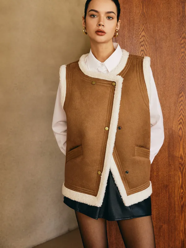 Minky Warm Faux Leather Vest sold by COMMENSE