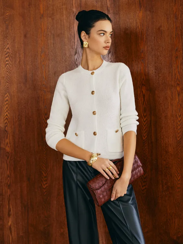 Regular Fit Metal-Button Cardigan sold by COMMENSE