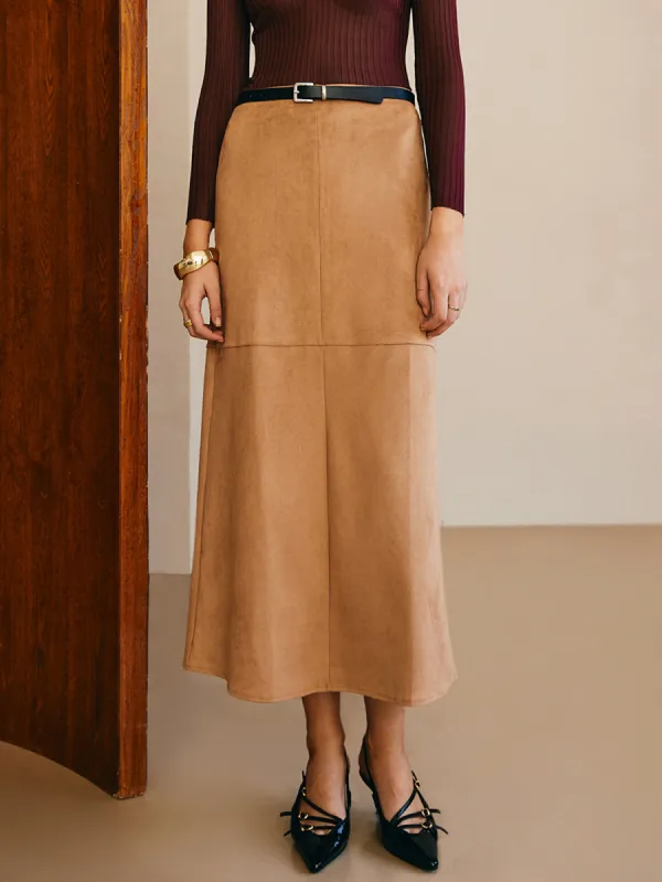Suede Straight Skirt Without Belt sold by COMMENSE