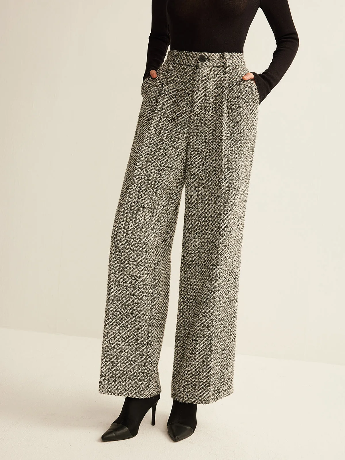 Wool-Blend Tweed Pants sold by COMMENSE product image thumbnail 2