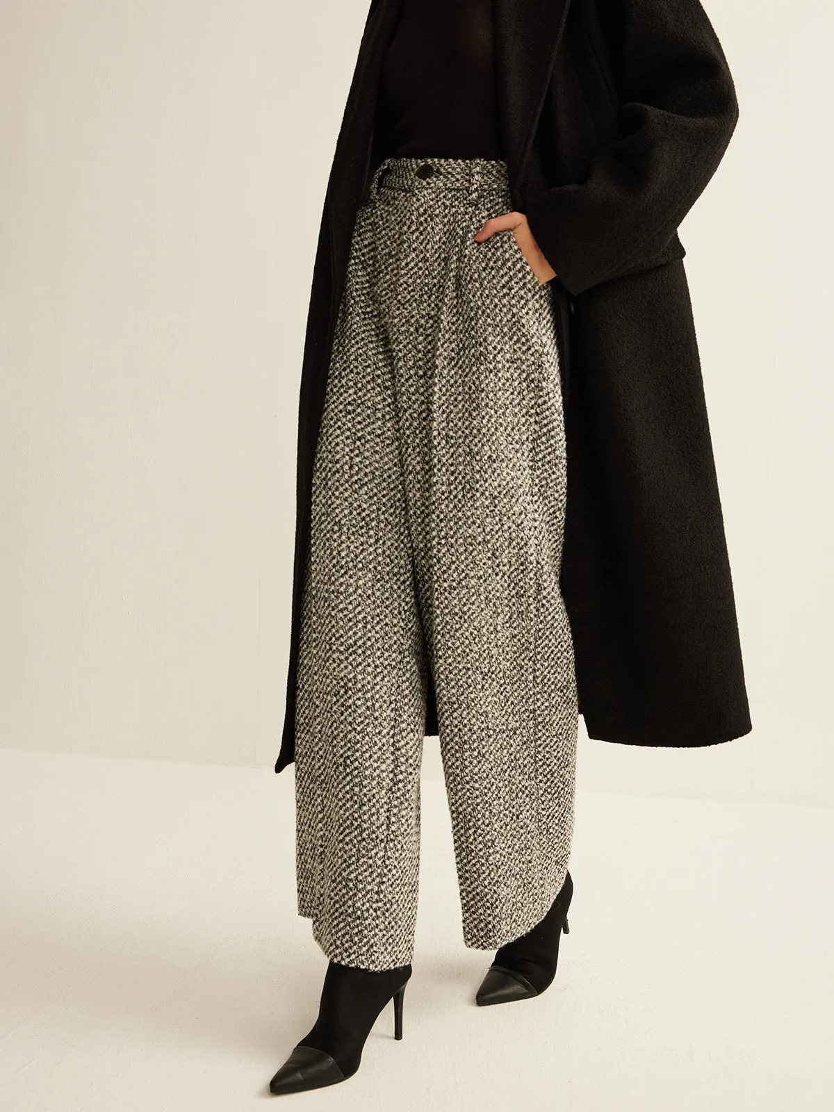 Wool-Blend Tweed Pants sold by COMMENSE