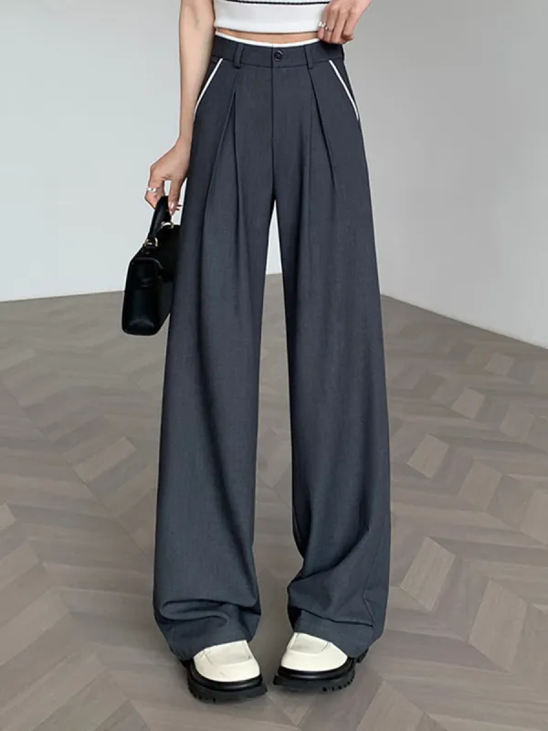 Contrast Trim Pleated Draped Pants sold by COMMENSE