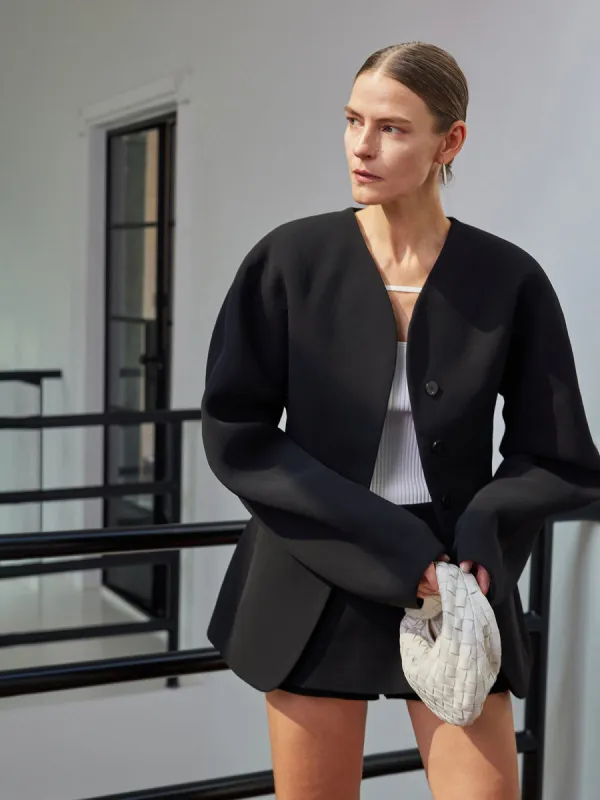 Minimalist Button Blazer sold by COMMENSE