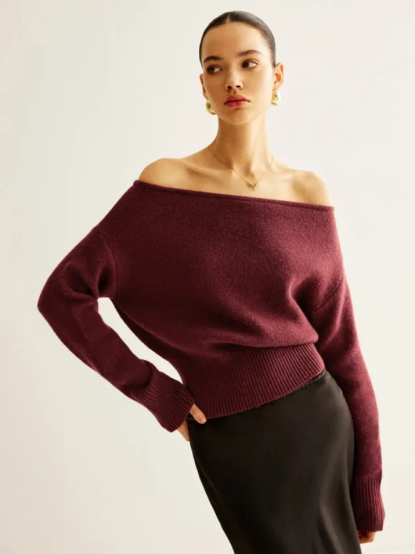 Cold-Shoulder Cinched Sweater sold by COMMENSE