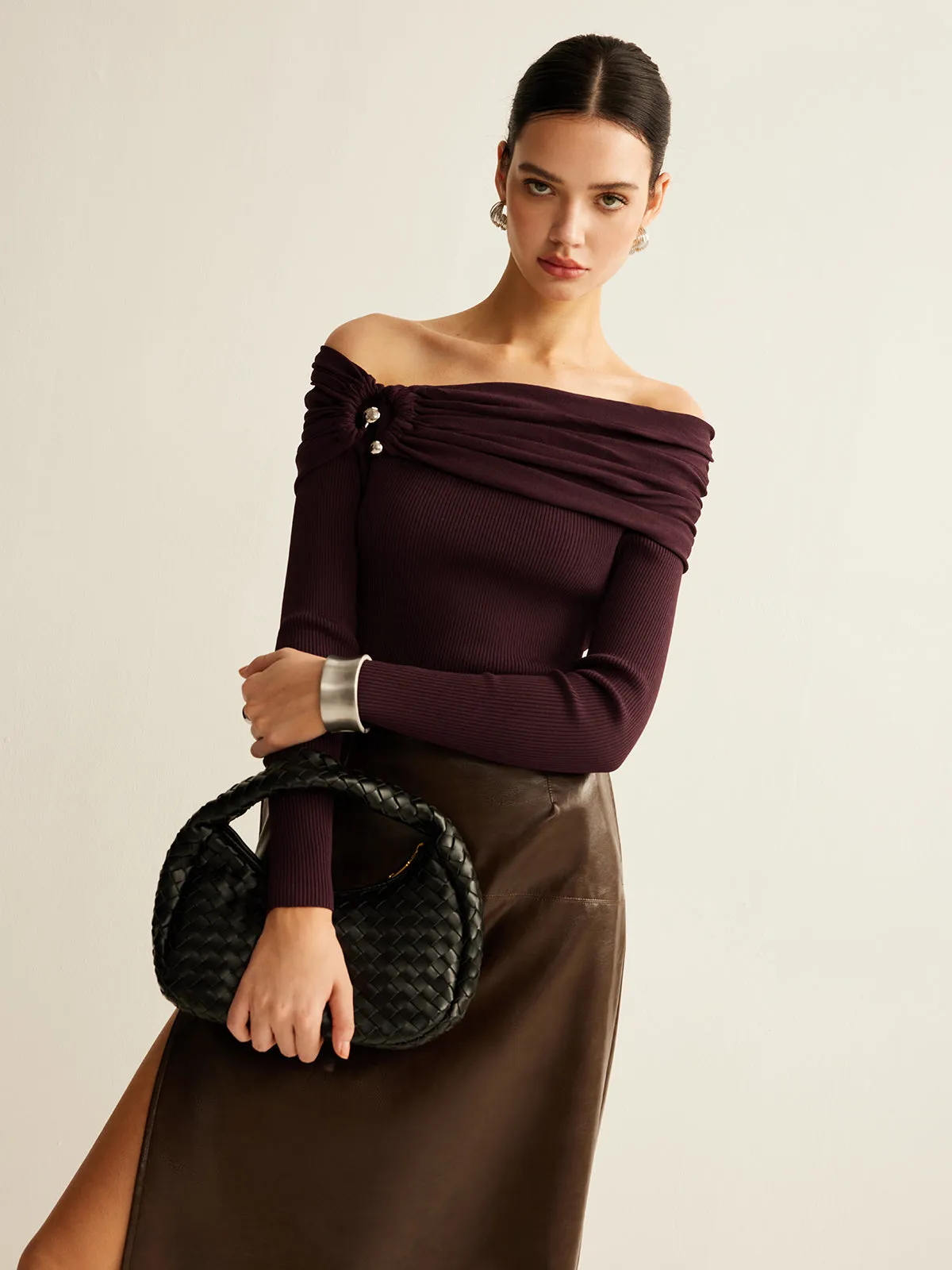 Ruched Slim Knit Top sold by COMMENSE product image thumbnail 5