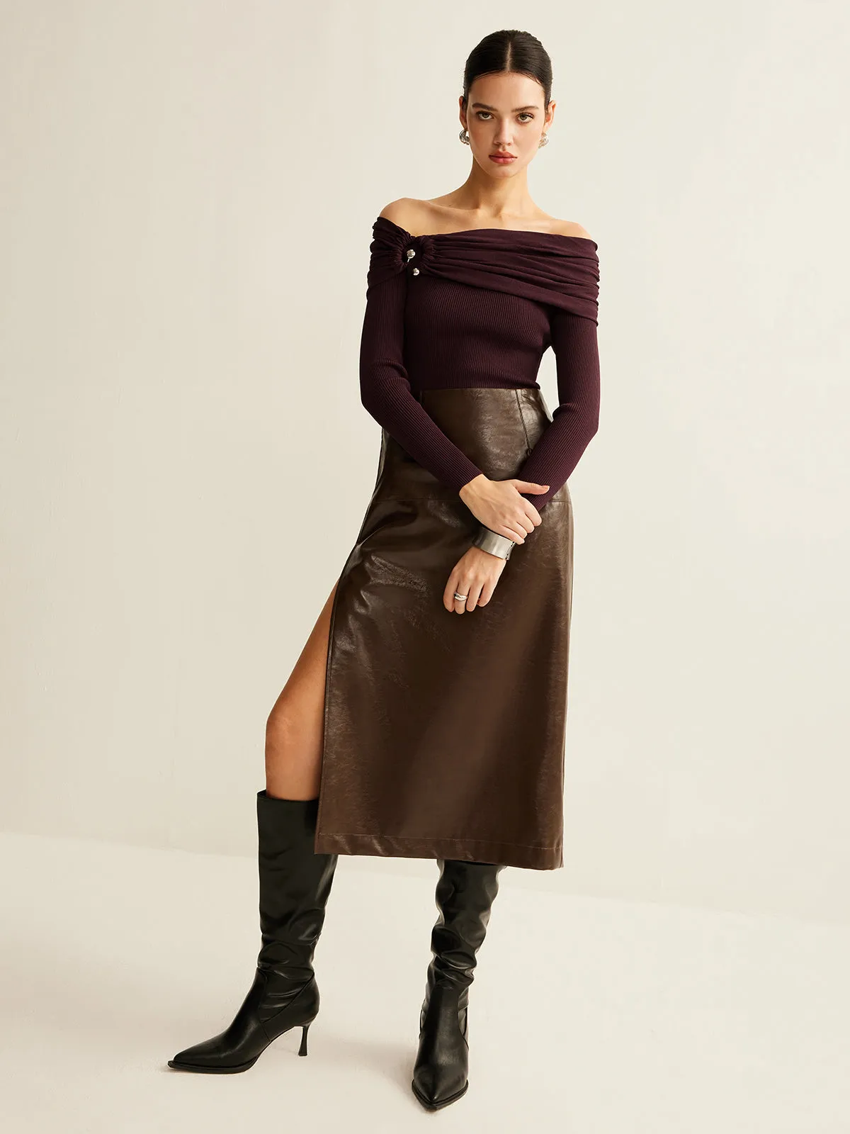 Ruched Slim Knit Top sold by COMMENSE product image thumbnail 4