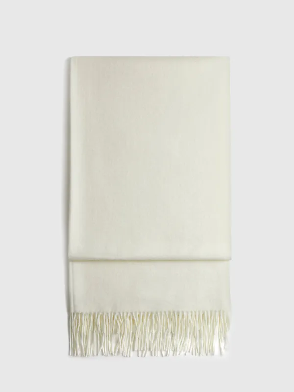 Wool-Blend Minimalist Tassel Scarf sold by COMMENSE