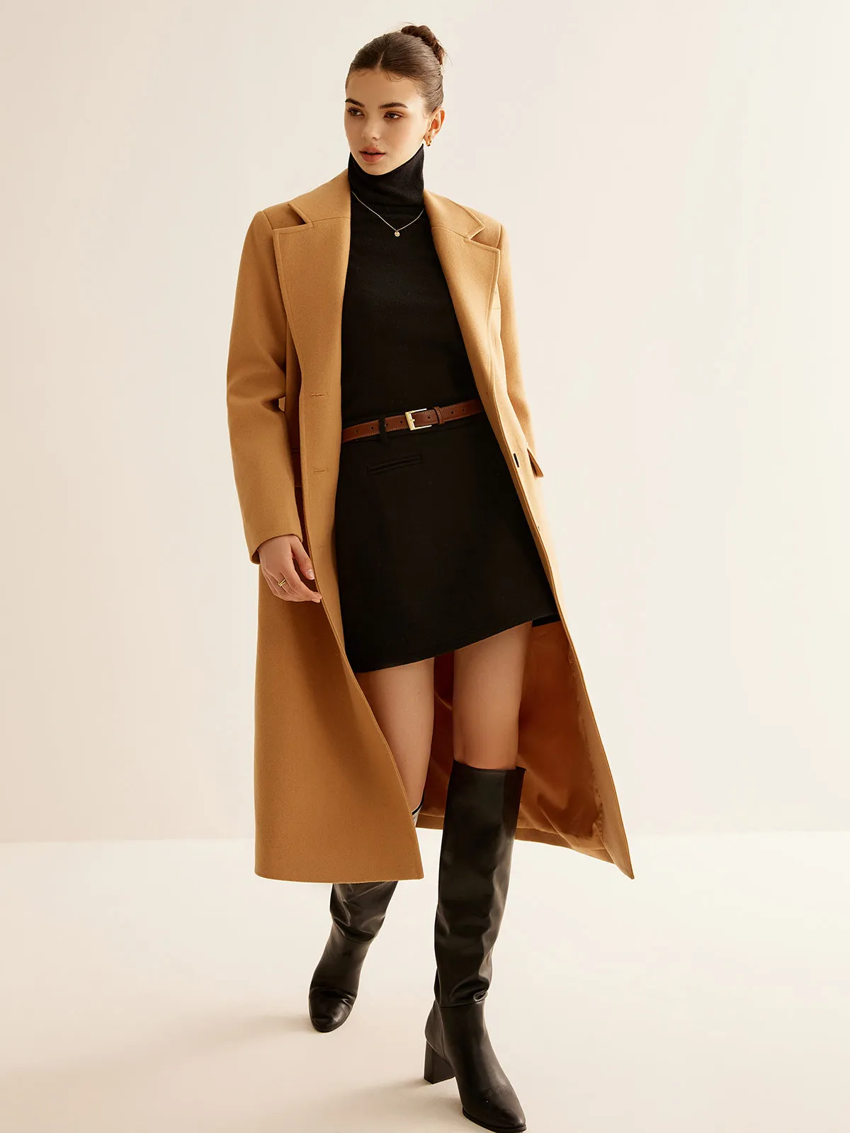 Minimalist Wool-Blend Long Coat sold by COMMENSE product image thumbnail 4