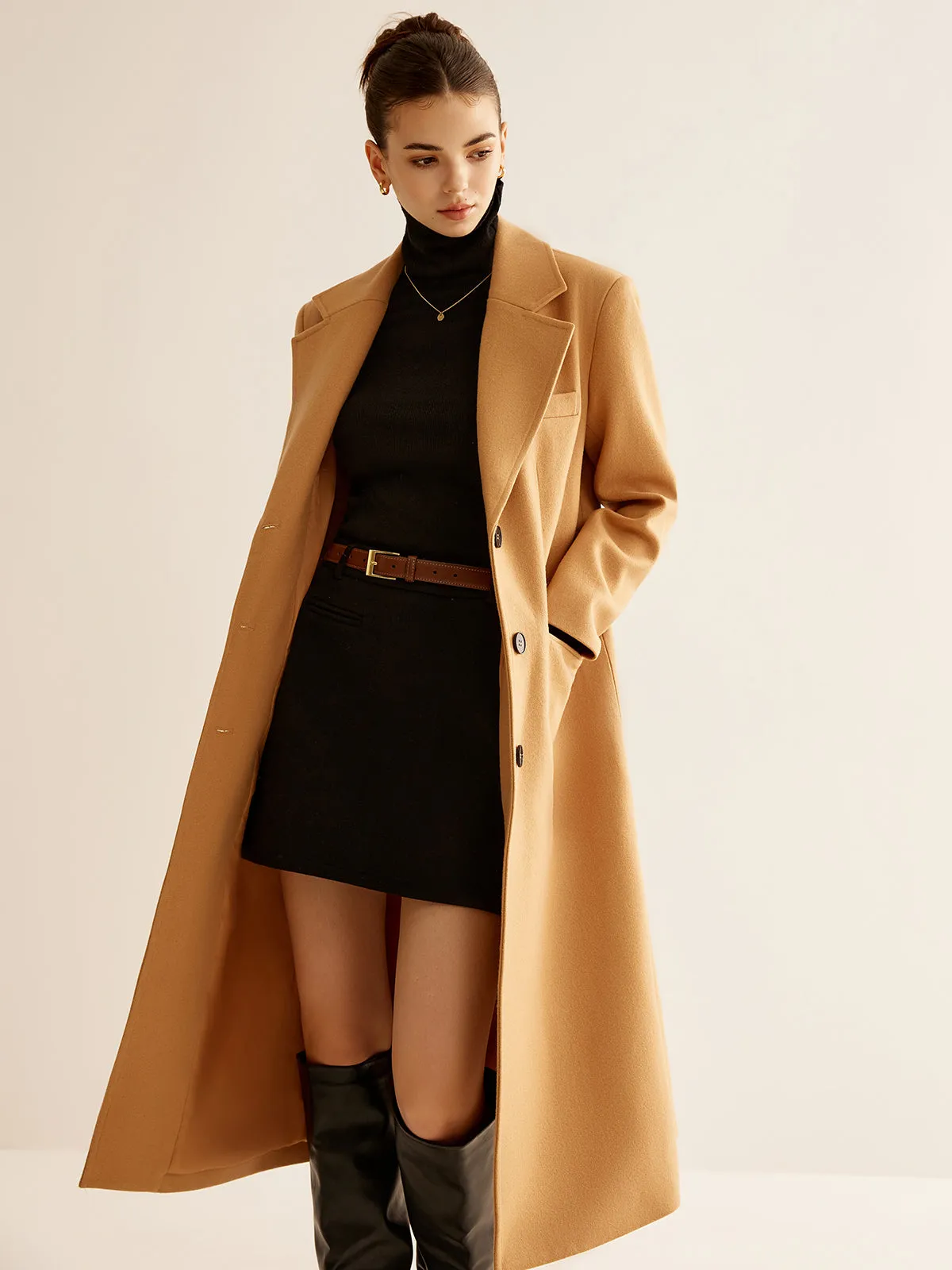 Minimalist Wool-Blend Long Coat sold by COMMENSE