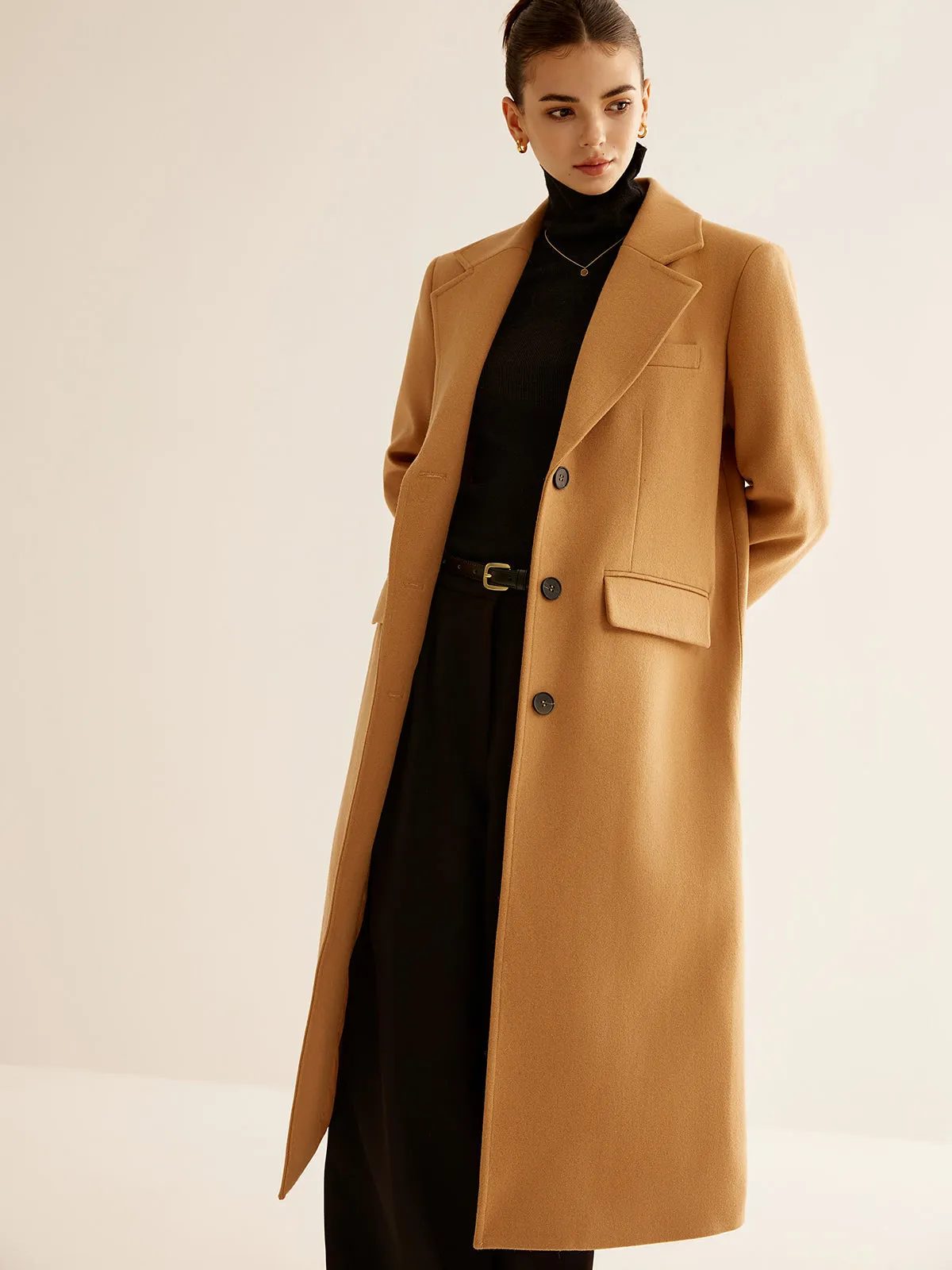 Minimalist Wool-Blend Long Coat sold by COMMENSE product image thumbnail 5