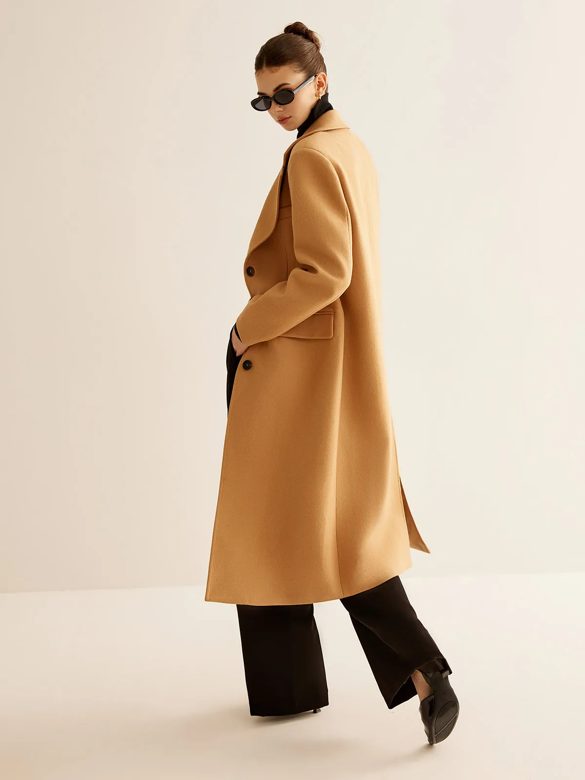 Minimalist Wool-Blend Long Coat sold by COMMENSE product image thumbnail 3