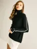 Side Contrast-Striped Turtleneck Sweater sold by COMMENSE