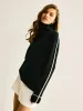 Side Contrast-Striped Turtleneck Sweater sold by COMMENSE
