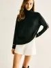 Side Contrast-Striped Turtleneck Sweater sold by COMMENSE