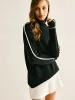Side Contrast-Striped Turtleneck Sweater sold by COMMENSE
