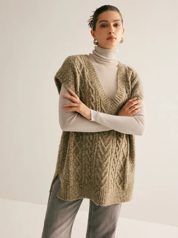 Wool-Blend Loose Sweater Vest sold by COMMENSE