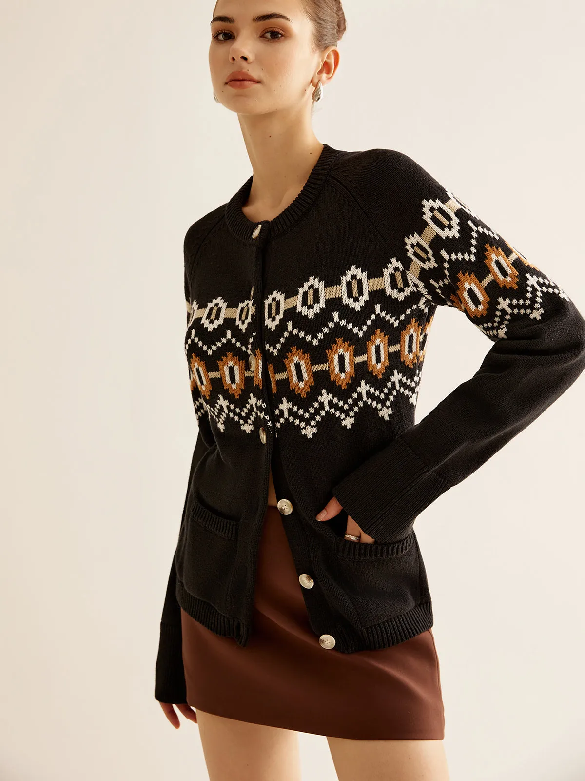 Geometric Printed Fit Cardigan sold by COMMENSE product image thumbnail 3