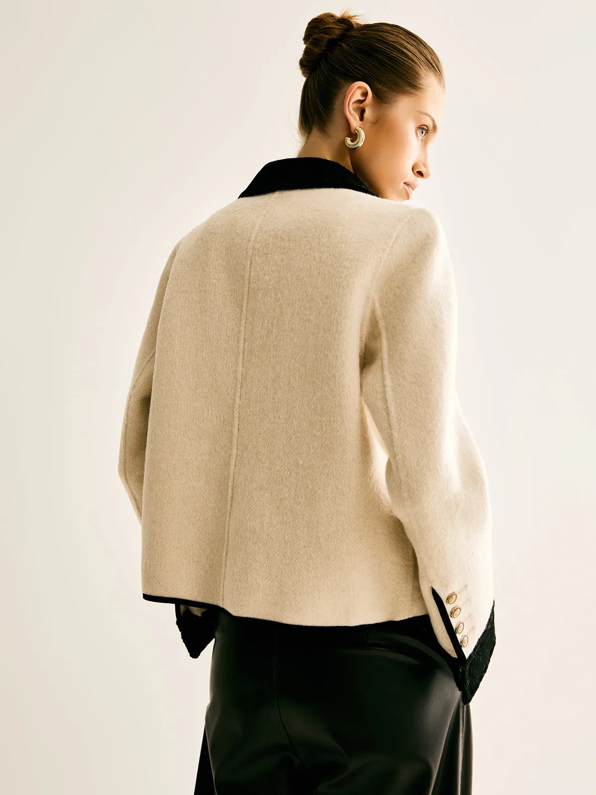 Wool-Blend Contrast Binding Blazer sold by COMMENSE product image thumbnail 2