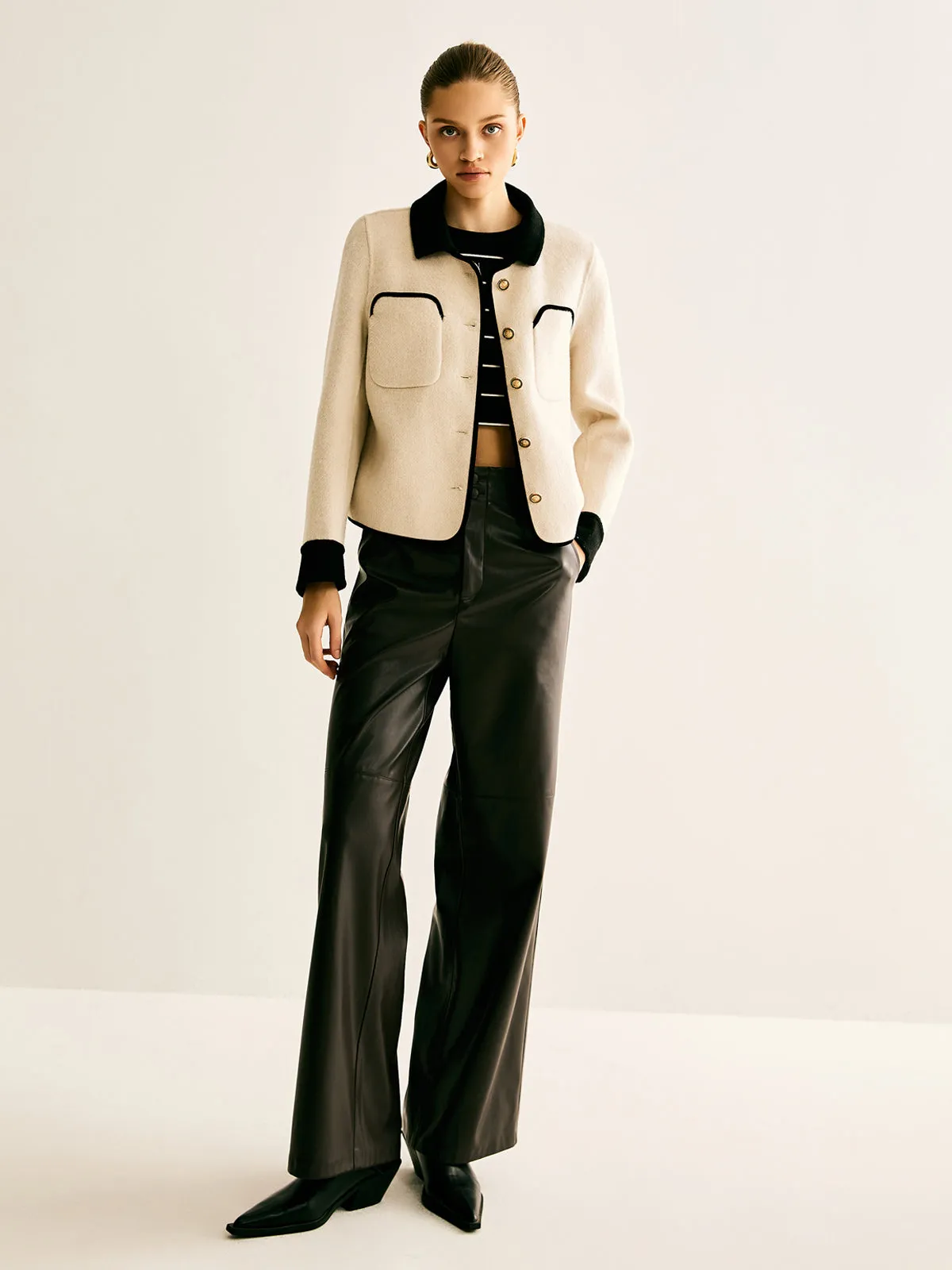 Wool-Blend Contrast Binding Blazer sold by COMMENSE product image thumbnail 4