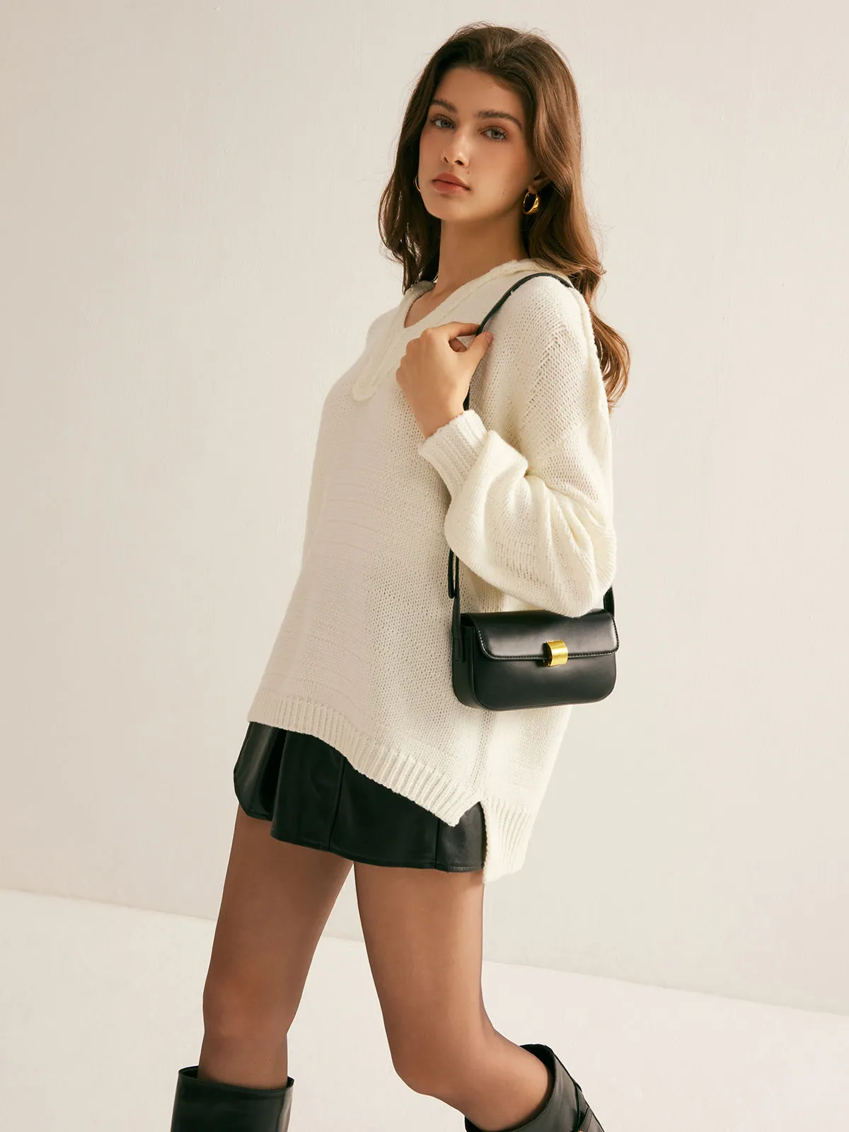 V-Neck Slit Hooded Sweater sold by COMMENSE product image thumbnail 2