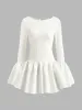 Piping Pleated Zipper Dress sold by COMMENSE