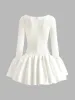 Piping Pleated Zipper Dress sold by COMMENSE